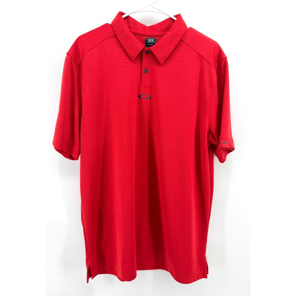 Oakley Red Golf Polo Shirt Performance Short Sleeve Logo Sports Outdoors Men XL